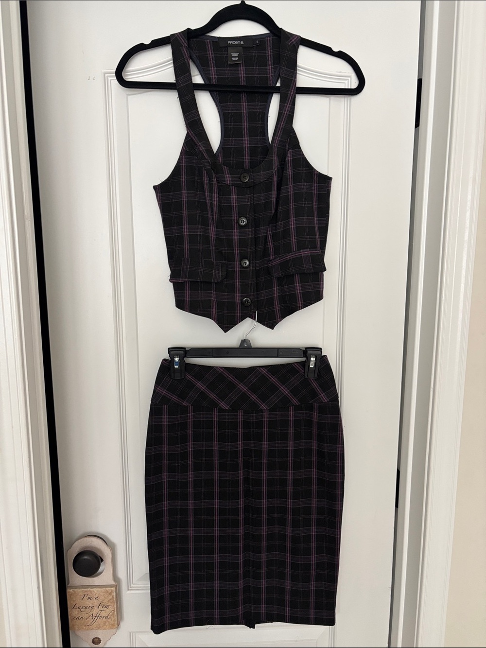 ARDEN B Plaid Pencil Skirt with Racerback Vest